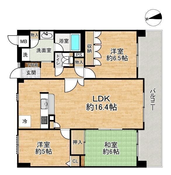【間取り】
■3LDK■専有面積7332㎡■バルコニー面積12.59㎡
