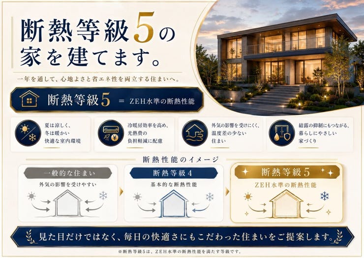 ■断熱等級5の確かな断熱性能で、毎日の快適さと省エネ性を両立!
■見た目だけでなく、暮らし心地にもこだわった住まいをご提案します!