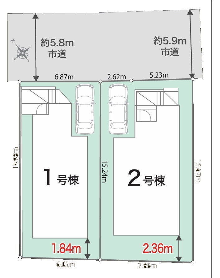 1号棟
敷地面積103.48㎡
建物面積89.42㎡
