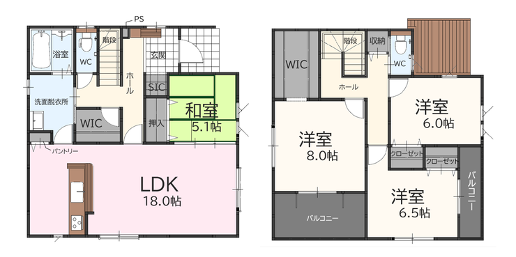 【間取り】
◎3台並列駐車可!
◎LDK広々19帖♪
◎全居室収納有!
◎バルコニー2か所♪