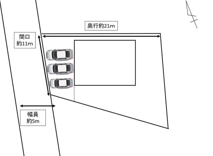 【区画図】
駐車場は並列3台駐車可能です。