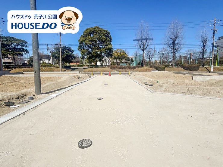 南より北側公道を臨む。