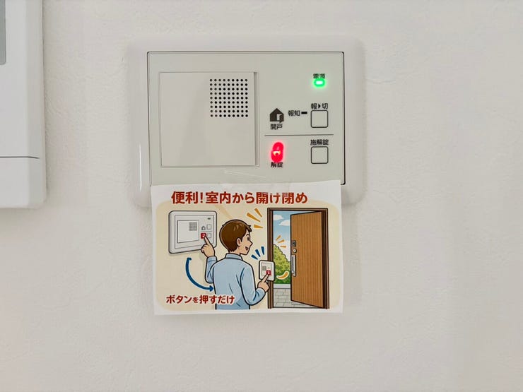 ドアまで行かなくても、お部屋の中から施解錠ができるのは便利♪