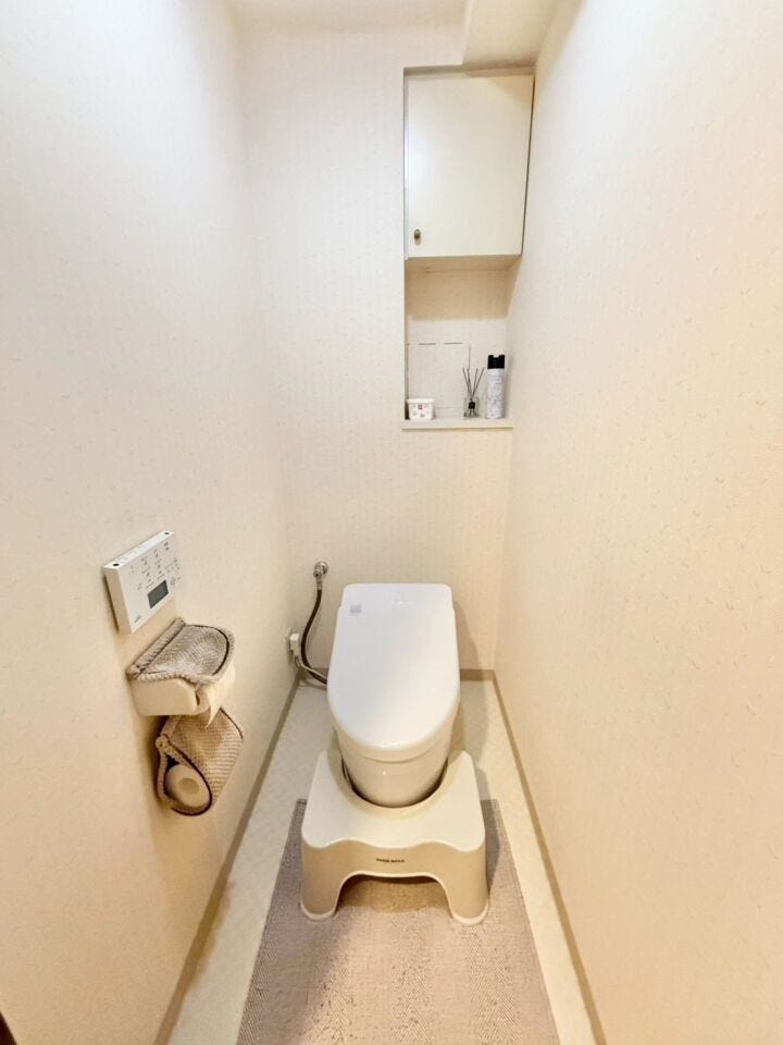 【トイレ収納】
収納があることでトイレットペーパーのストックや掃除用具、芳香剤などをすっきり整理できます!
見た目も清潔で使いやすく、衛生面が気になる場でも毎日気持ちよく過ごせる快適な空間に♪