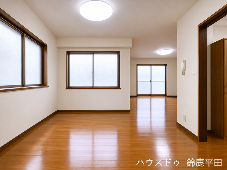 ※家具消し加工をしています。
キッチンとつながっているのでお子様の様子もすぐにみれます。家族団らんの生活をおくれますね♪