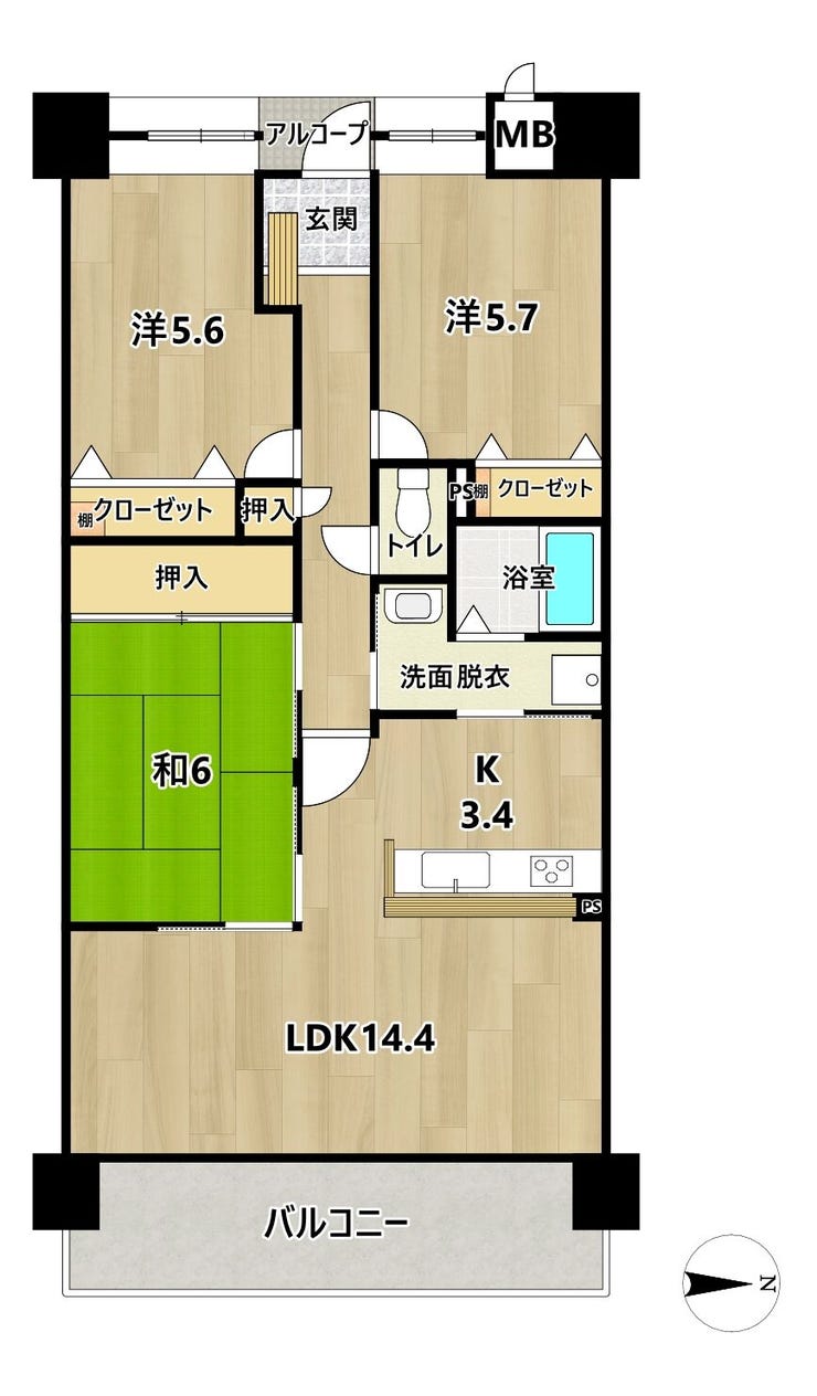 【間取り】
◆小倉南区志井【ペルル企救丘壱番館】◆キッチンリフォーム歴有り◆閑静住宅街◆追焚機能◆外観タイル張り