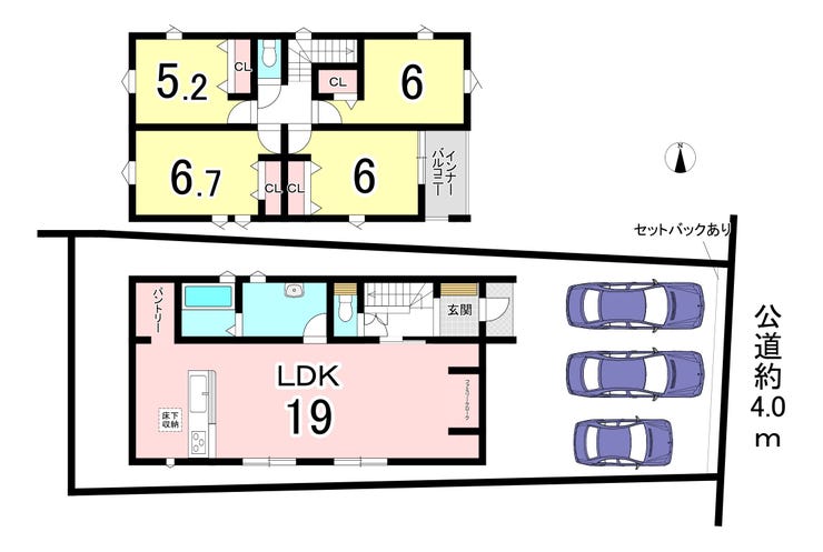 【間取り】
1階がLDKだけのため仕切りや壁が少なく、リビング全体が明るく広々と感じられます。