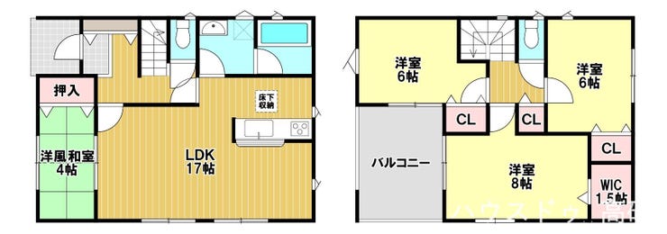 【間取り】
ご家族団らんの空間が広がるLDKは17帖のちょうどいい広さです♪