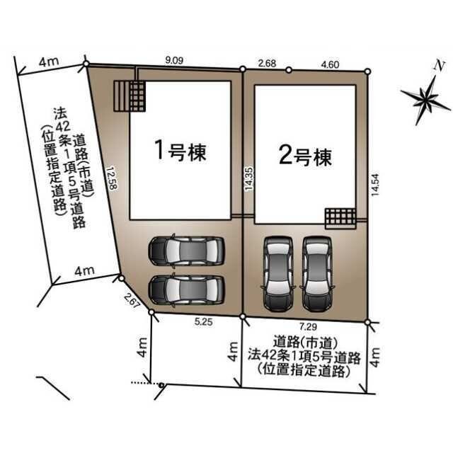 ■□■区画図■□■
1号棟
土地面積:111.63㎡
建物面積:93.14㎡