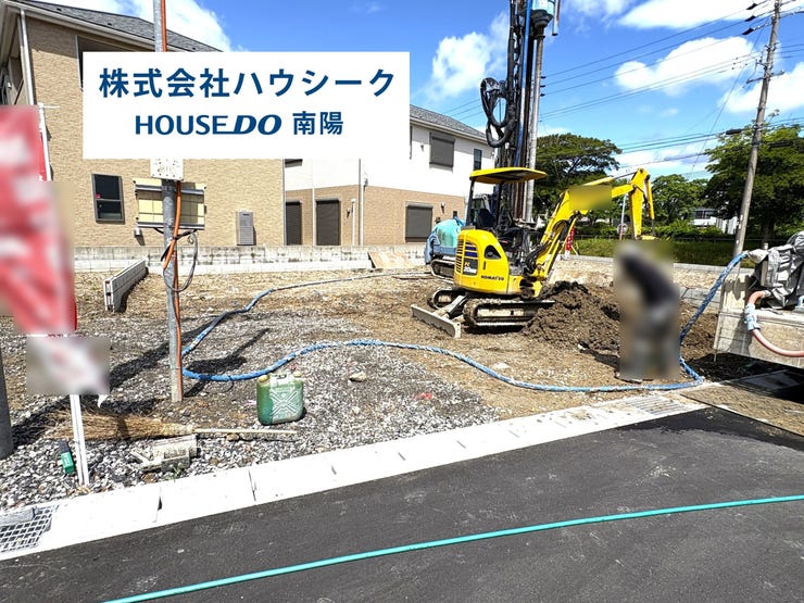 【外観】
5月22日撮影♪
近隣に同メーカーの完成建物がございますので、いつでも案内可能です♪
当日のご案内もOK!平日はお仕事帰りの時間でもOK!