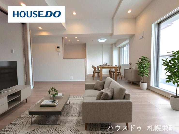 【リビング】
■LDK(約15.2帖)■
約15.2帖のLDKは家具配置がしやすい間取りで、家族が自然と集まるリビング空間。ダイニングやくつろぎスペースを分けて使えるのも魅力です。※画像は加工を施しております。