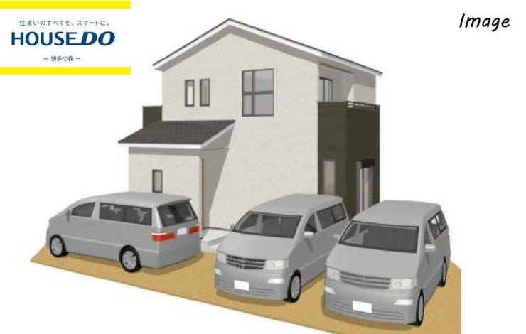 【外観】
完成イメージです。
2026年12月完成予定
◎土地面積57坪!角地!
◎小学校まで徒歩約9分
◎2面バルコニー