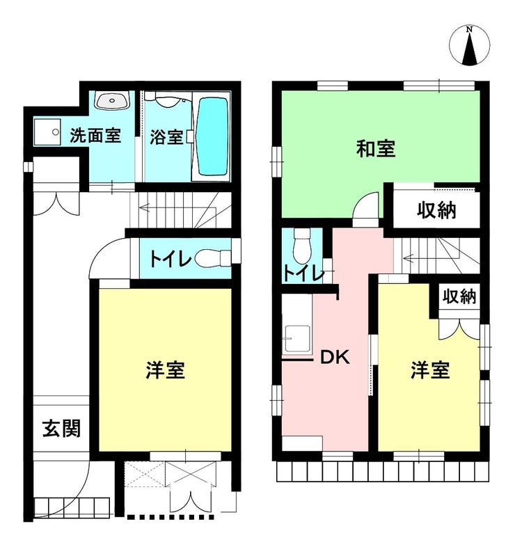 【間取り】
和室と洋室を備えた間取り。各居室を使い分けやすく、生活空間を分けやすい設計です。