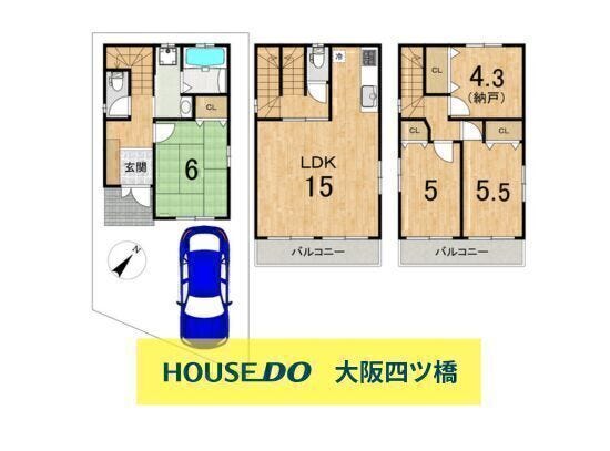 【間取り】
3LDK+納戸(約4.3帖)
全居室収納付き・ゆとりのある、ファミリーにお勧めの間取りです