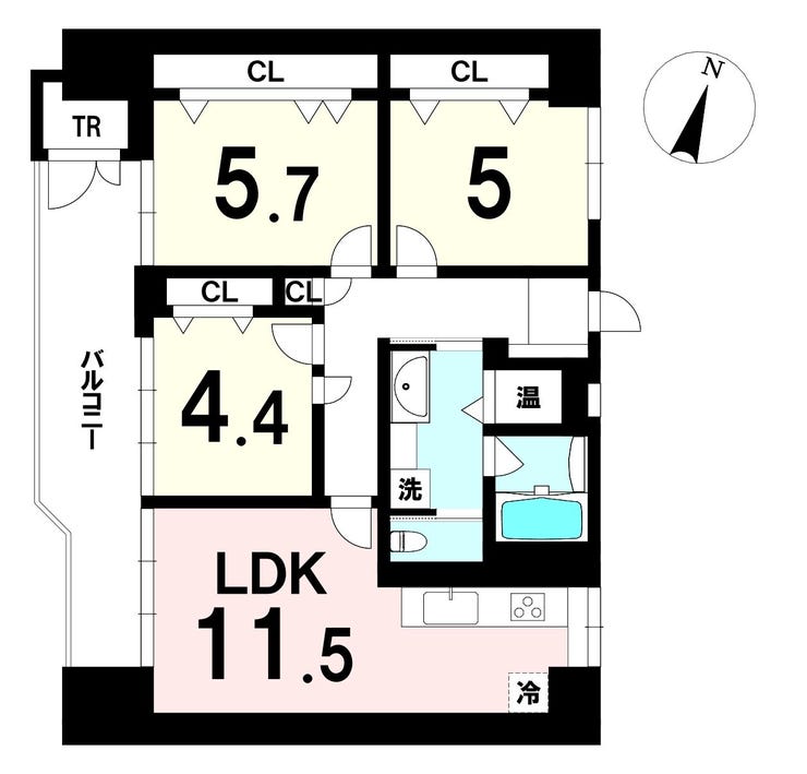 【間取り】
専有面積67.71㎡、3LDK