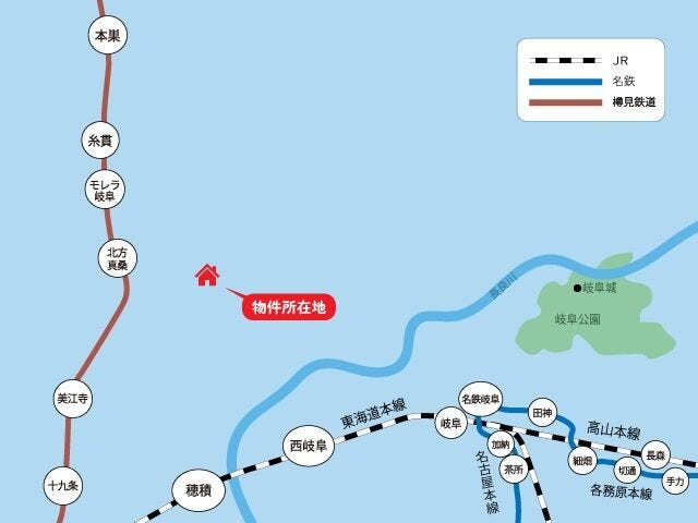 樽見鉄道「北方真桑」まで徒歩45分
