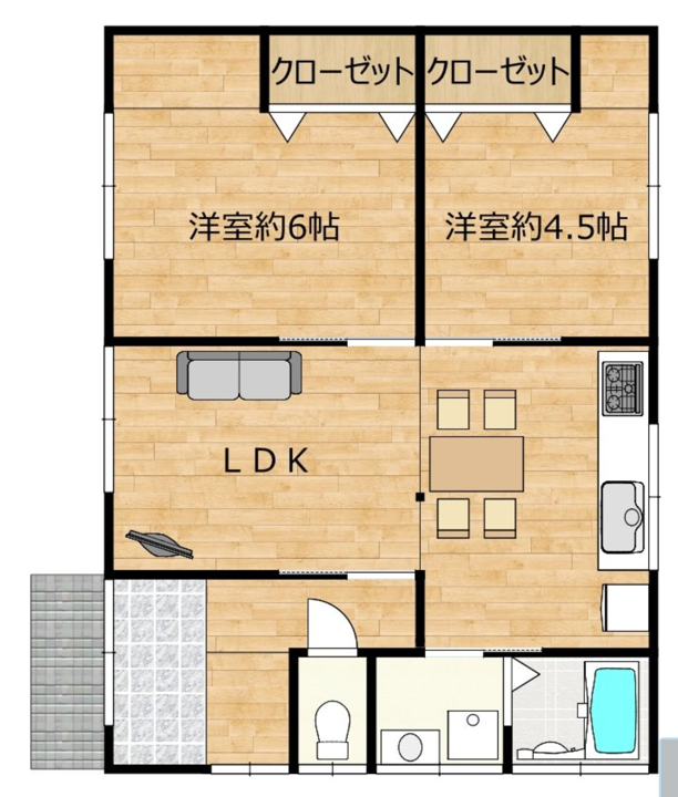 【間取り】
広々とお部屋を使えそうです。広々LDKでご家族団欒の生活をお楽しみ下さいませ。