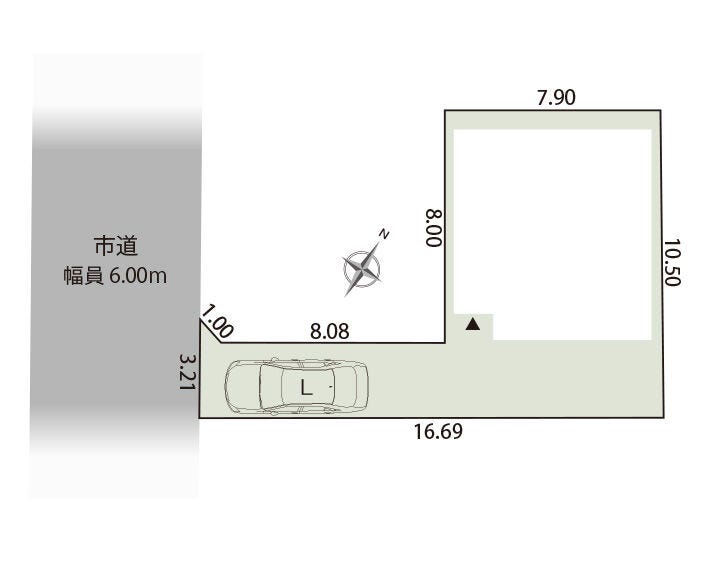 【全体区画図】
車は車種によって2台駐車可能です。