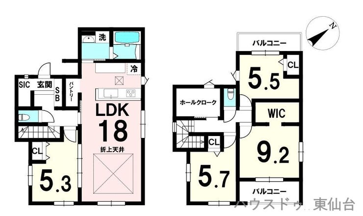 【間取り】
広々LDKにSIC・WIC・各室収納を完備。
家事動線が良く、ファミリー層に使いやすい間取り構成。