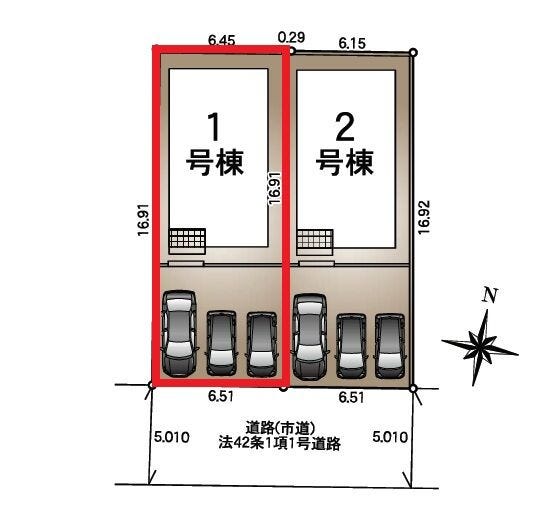 並列で3台駐車可能です。
