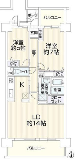 【間取り】
南向きバルコニーが日当たり良好で洗濯物も乾きやすく、北向のバルコニーは室内が過熱しにくく涼しさを感じやすい間取りとなっています!