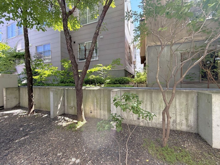 ◆眺望◆
窓辺に広がる瑞々しい植栽の緑に癒やされる、一階ならではの心地よい空間。優しい木漏れ日が差し込み、お部屋にいながら四季の移ろいや自然を身近に感じられます。隠れ家のような空間です☆