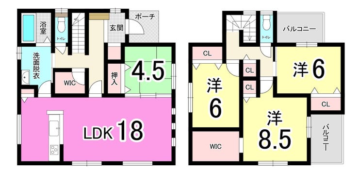 【間取り】
【閑静な住宅街】八幡西区金剛の新築戸建て♪星ケ丘小・木屋瀬中学校♪都市ガス♪LDK15帖以上♪
