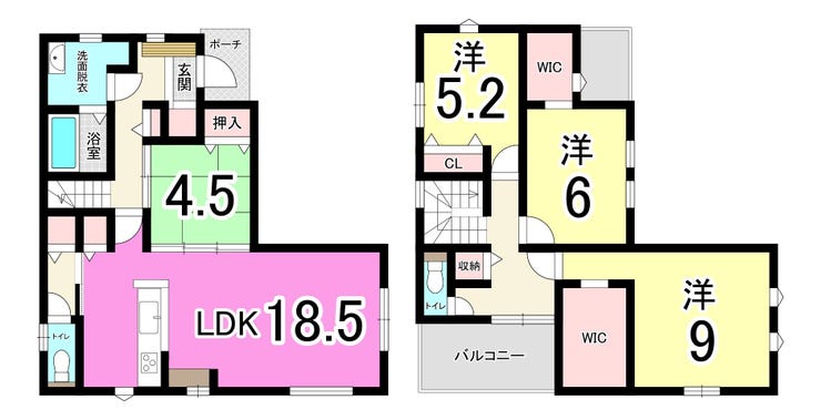 【間取り】
【閑静な住宅街】八幡西区金剛の新築戸建て♪星ケ丘小・木屋瀬中学校♪都市ガス♪LDK15帖以上♪