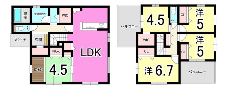 【間取り】
【閑静な住宅街】八幡西区金剛の新築戸建て♪星ケ丘小・木屋瀬中学校♪都市ガス♪LDK15帖以上♪