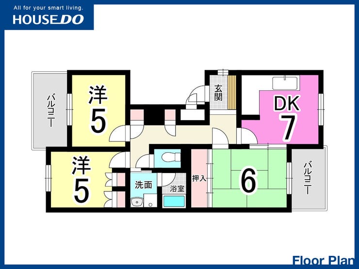 【間取り】
【南面バルコニー】モニター付きインターホン♪南面バルコニー♪小学校・スーパーまで徒歩10分圏内♪