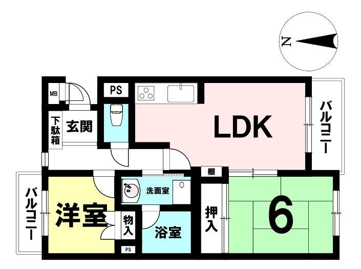 【間取り】
2LDKの間取りです。
2面バルコニー♪