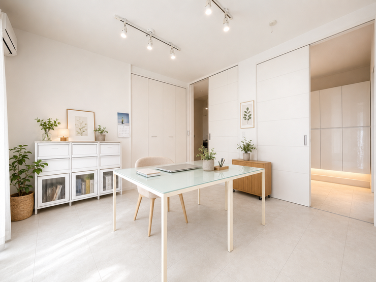 玄関スペースからつながっているお部屋です。
自転車やアウトドア用品の収納、DIY、ペットの足洗い場など、屋内にいながら外のような使い方ができます。