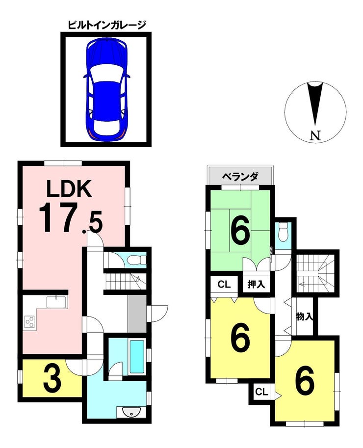 【間取り】
3LDK+Sの間取り
駐車1台可能