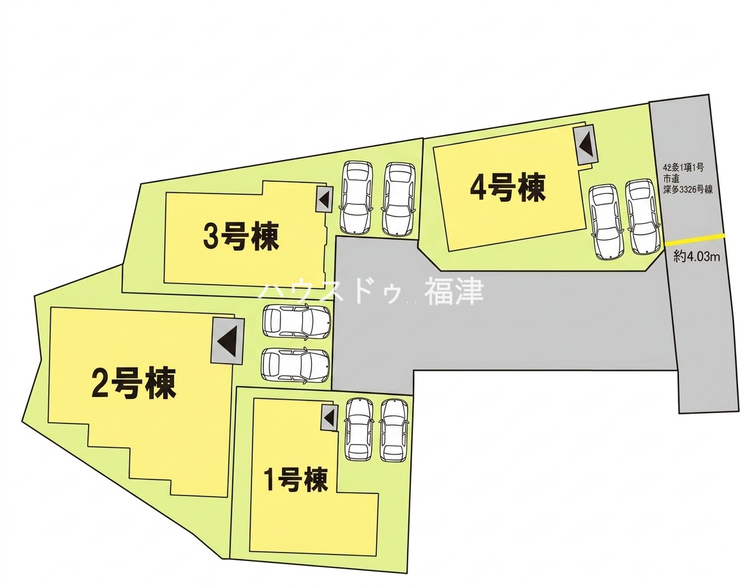 【全体区画図】
《福岡市東区奈多3丁目 新築戸建》 1号棟♪
※現況優先