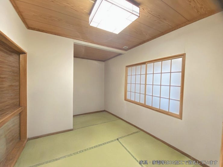 《和室 1階》
約6.5帖のお部屋です。来客対応にもお使いいただけます。
押入があり収納スペースもしっかりと確保!
※こちらの写真はCG加工をしております。ご了承ください。