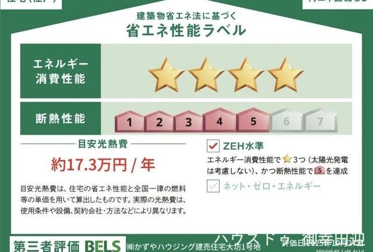 ■省エネ性能ラベル■BELSとは、建築物省エネルギー性能表示制度の略称です。これは建築物の省エネ性能を評価・認証する第三者機関による制度です。