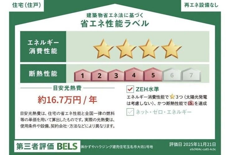 ■省エネ性能ラベル■BELSとは、建築物省エネルギー性能表示制度の略称です。これは建築物の省エネ性能を評価・認証する第三者機関による制度です。