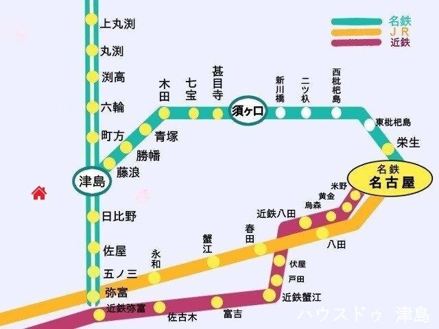 名鉄津島駅までお車で約6分。