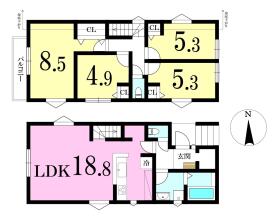 【間取り図】
◎参考プラン：2区画
土地：2520万円
建物：1770万円
総額：4290万円