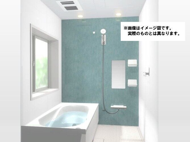 スイッチ付シャワーヘッドで節水。マグネットアイテムを使って浮かせる収納も可能なLIXIL製ユニットバスを採用!足元が冷ヤッとしない床もポイントです!