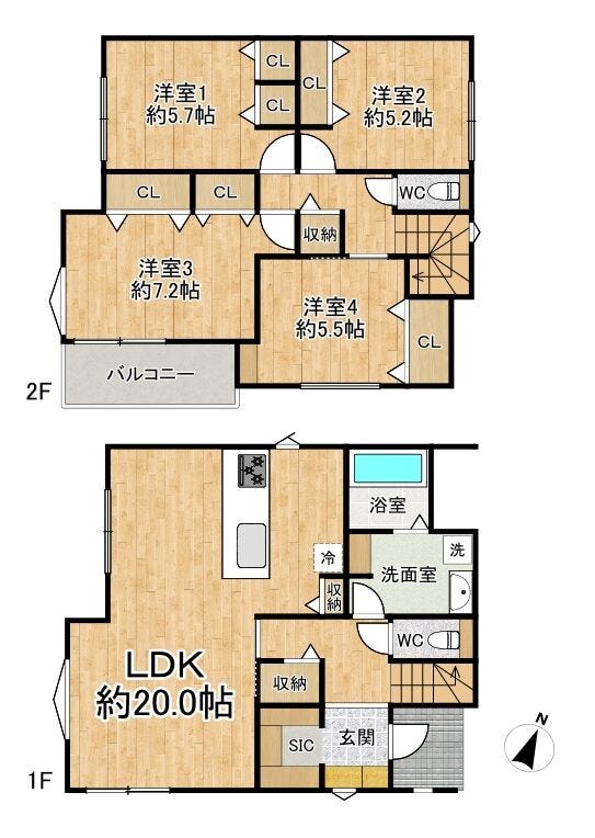 【間取り】
◆2階建◆4LDK◆土地面積182.68㎡◆建物面積110.13㎡