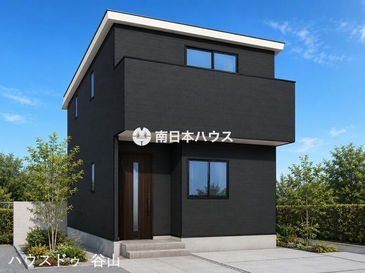 【外観】
掲載の外観パースは、図面を基に作成した完成予想図です。実際の建物とは、色味・質感・形状・外構・植栽・周辺環境などが異なる場合があります。あらかじめご了承ください。