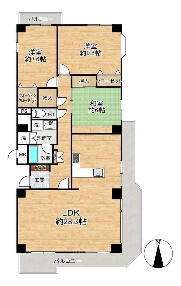 【間取り】
■3LDK■専有面積116.70㎡■バルコニー面積22.40㎡