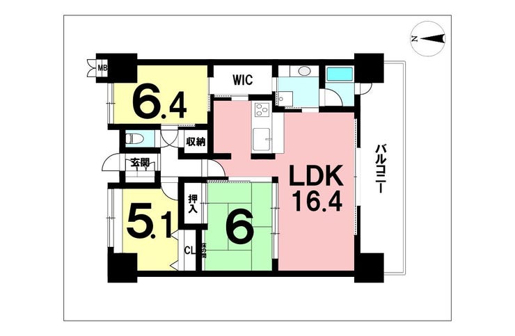 【間取り】
3LDK、南向きバルコニー【専有面積73.51㎡】居住中につきご内覧希望の際は事前にご連絡ください♪