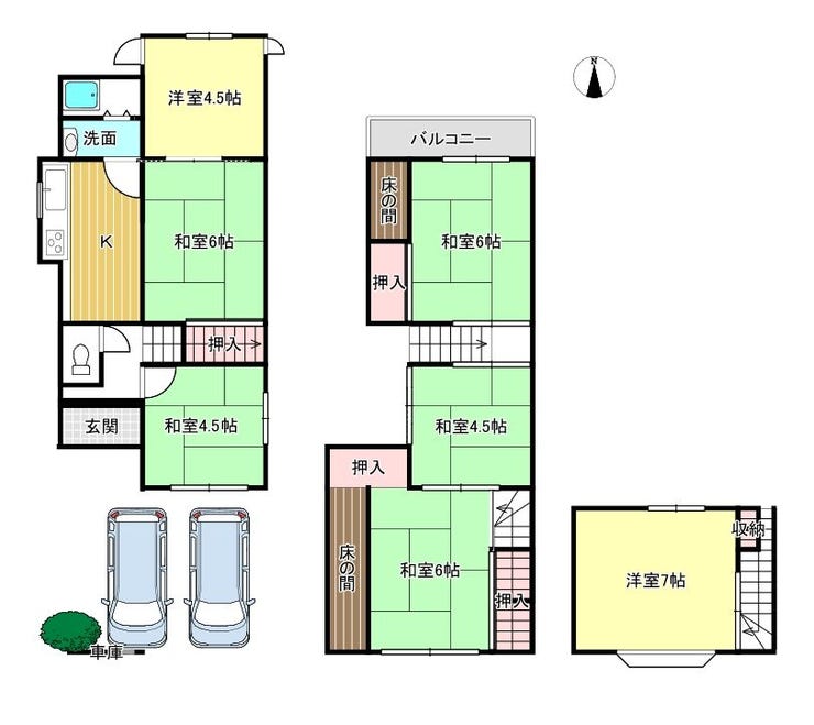 【間取り】
使い勝手のよい7部屋です。人数の多いご家族様や趣味のお部屋などにもばっちりです。
*間取り図に関して、参考図となります。詳しくはお問い合わせください。