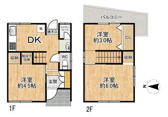 【間取り】
◆3DK◆土地面積47.73㎡◆建物面積44.40㎡