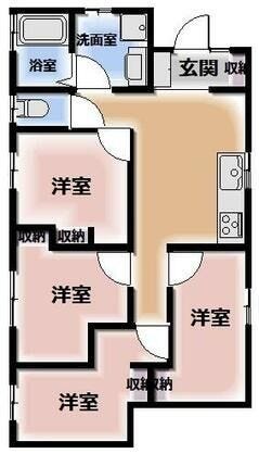 【間取り】
ワンフロアで生活が完結する、部屋数豊富な4DKの平屋間取り図。
