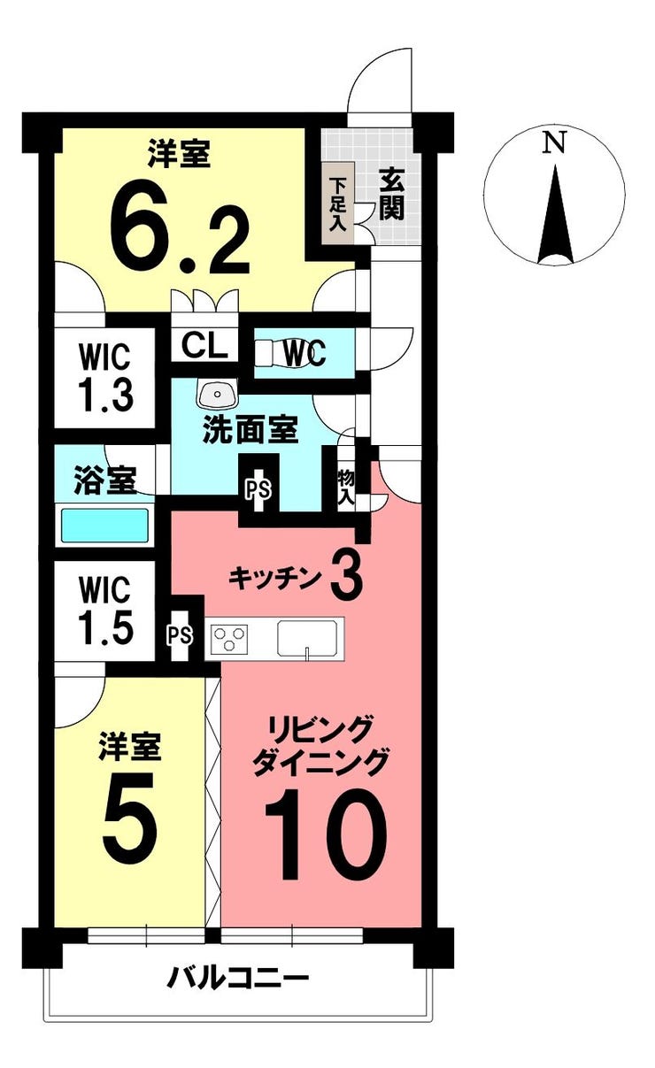 【間取り】
各居室WIC付きで収納充実!