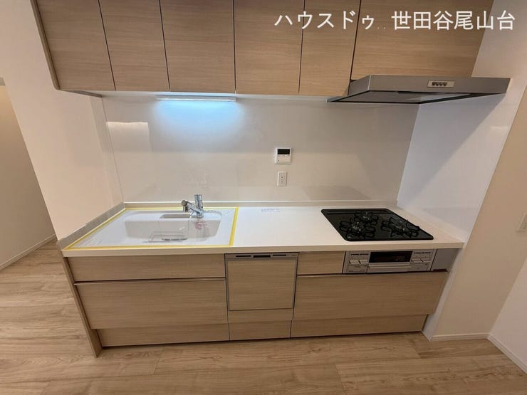食器洗浄乾燥機・浄水器一体型水栓を備えた新規交換済みシステムキッチン。毎日の家事を快適にサポートします。