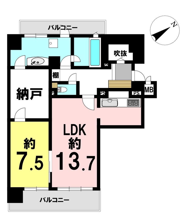 【間取り】
1LDK+Sの間取り